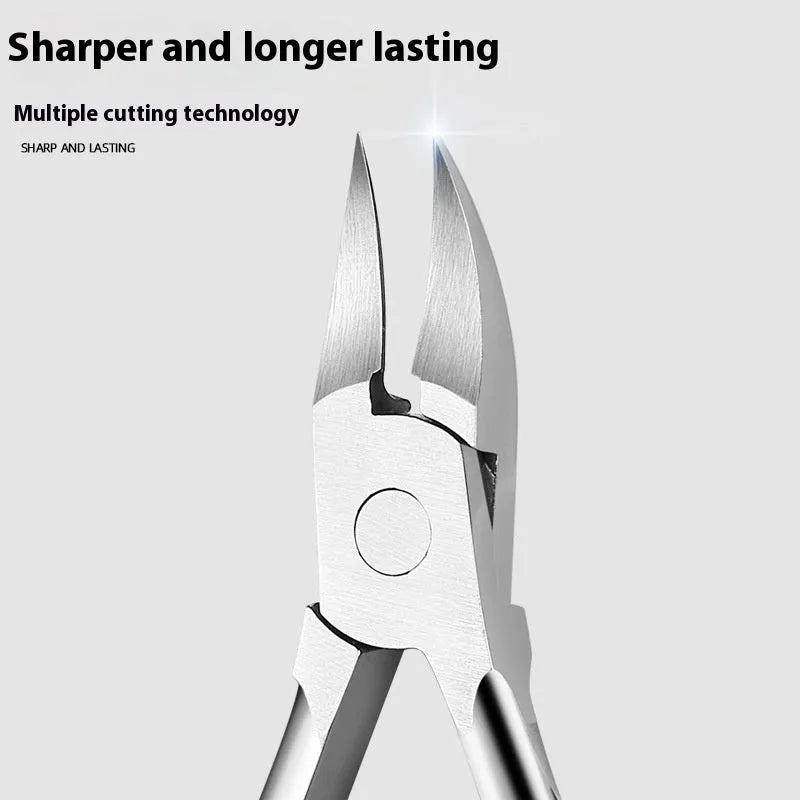Bevel nail groove clippers in black, red, blue, pink, and white colours made from plastic stainless steel.