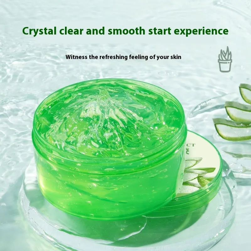 300g jar of 98% aloe vera gel for facial moisturising and acne control with spoon