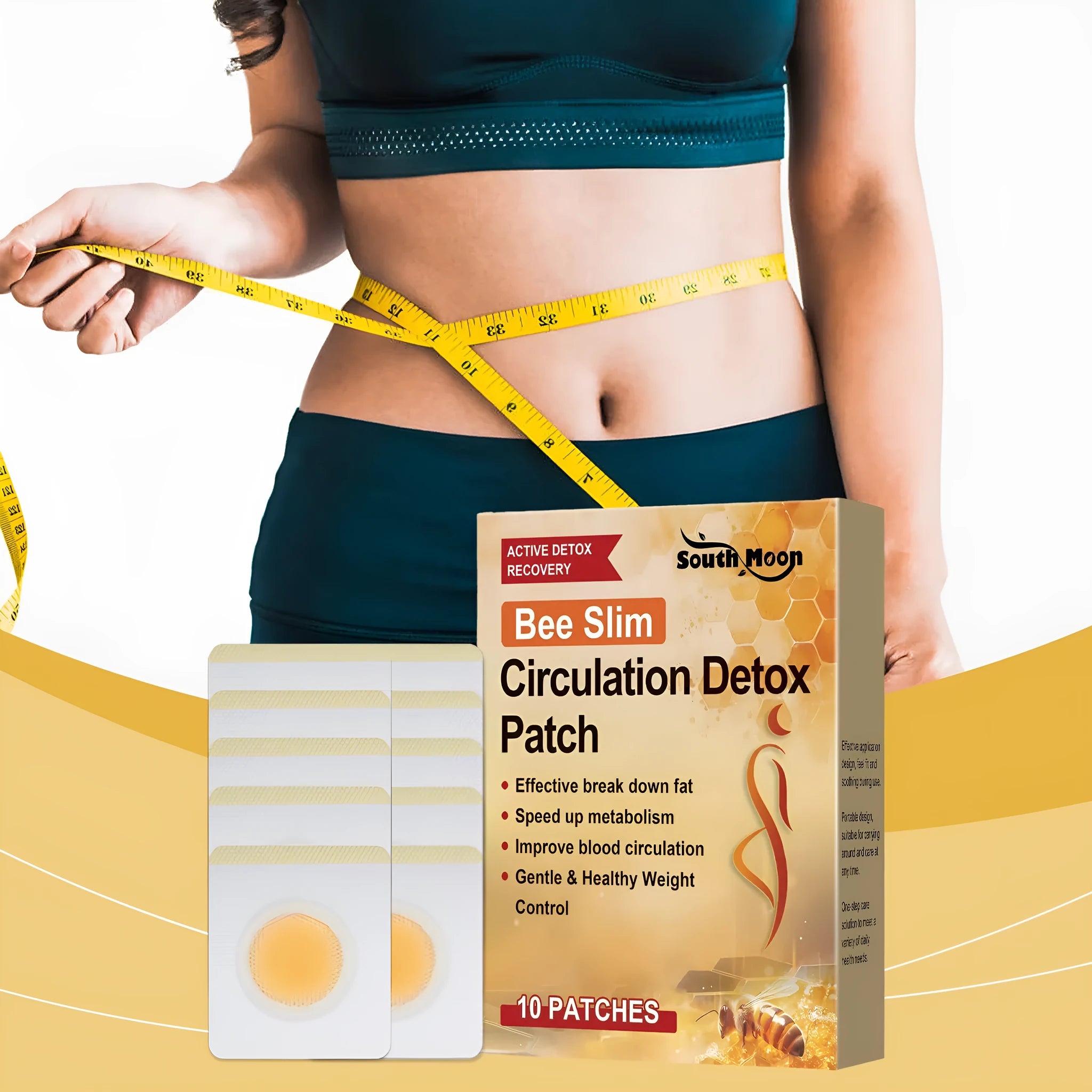 Pack of 10 herbal body shaping navel patches with bee venom and argy wormwood formula