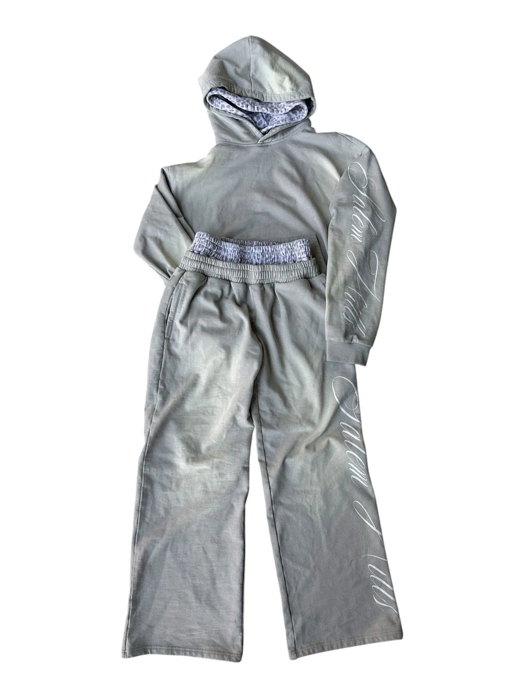 Men's punk print hoodie and matching trousers set in loose fit.