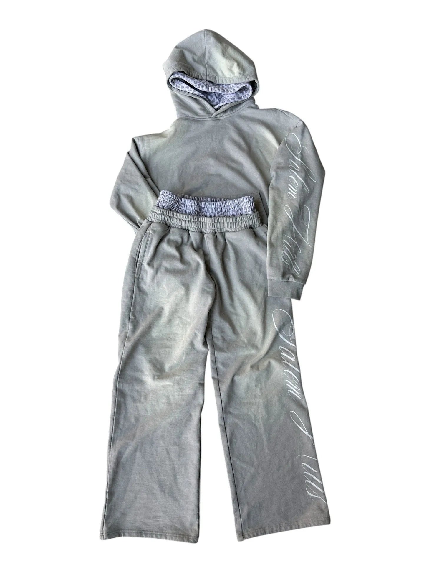 Men's punk print hoodie and matching trousers set in loose fit.