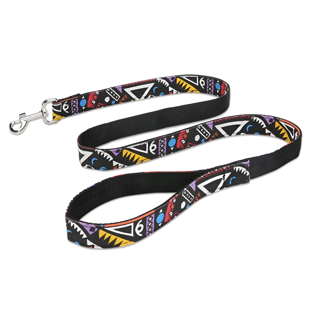 Black Christmas plaid stripe pet traction rope with hand holding loop measuring 120cm long