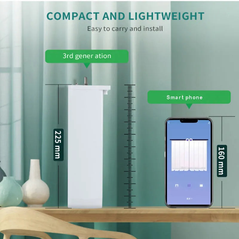 Duya smart electric curtain motor with aluminium track and rechargeable remote control
