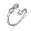 Personalised geometric open ring with zircon and diamond accent showing a letter 'A' in a gold metal finish.