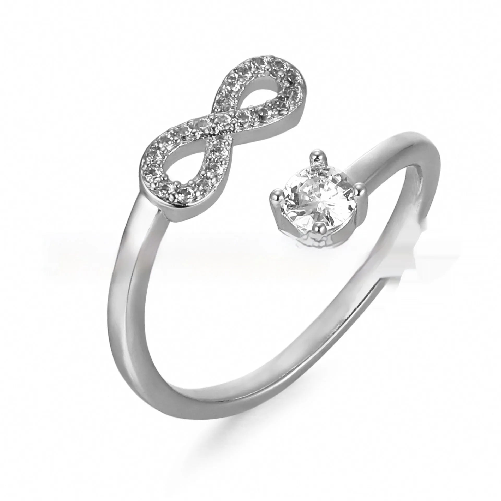 Personalised geometric open ring with zircon and diamond accent showing a letter 'A' in a gold metal finish.