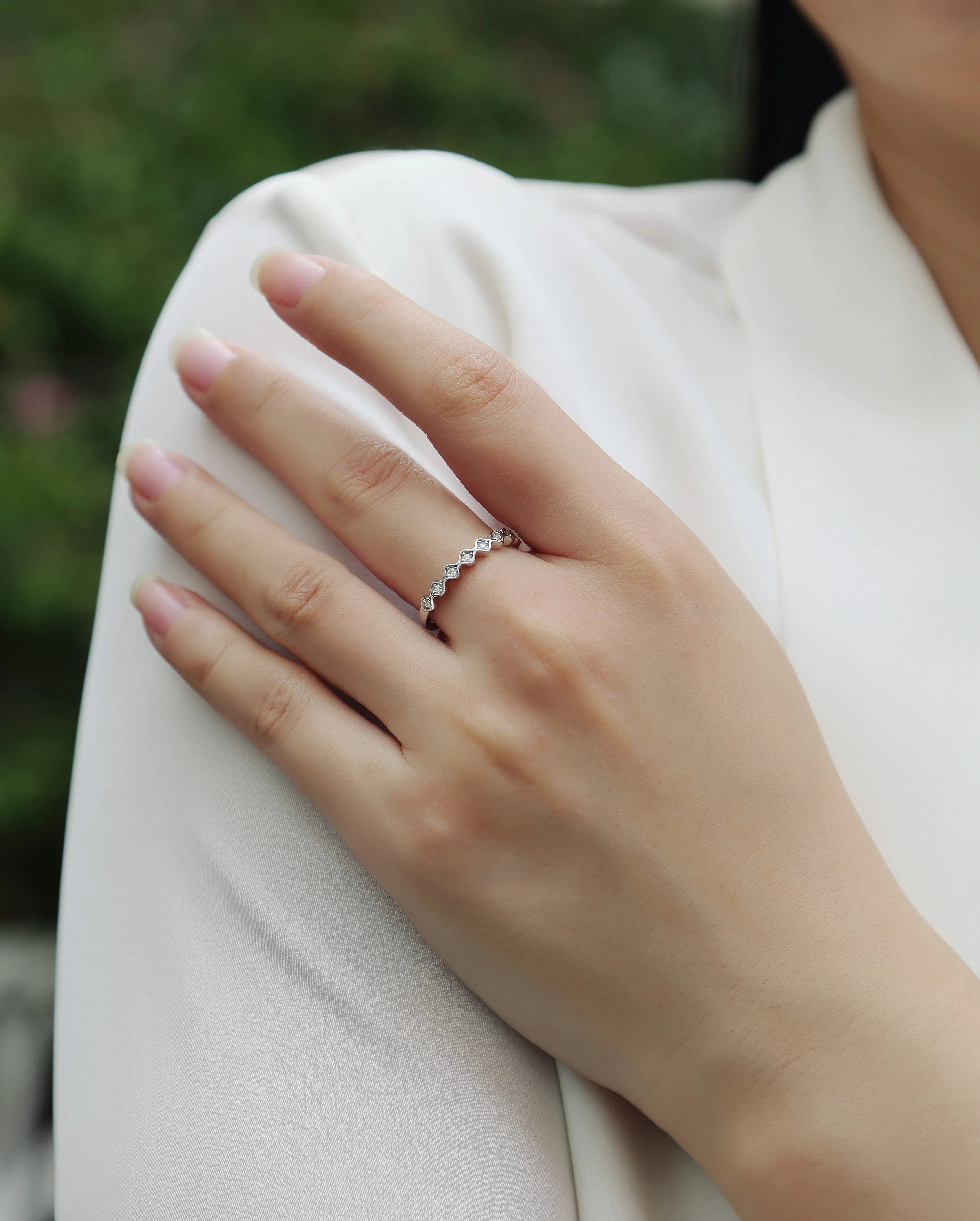 Moissanite wedding ring set S925 silver platinum-plated with GRA certificate gift box sizes 5-9