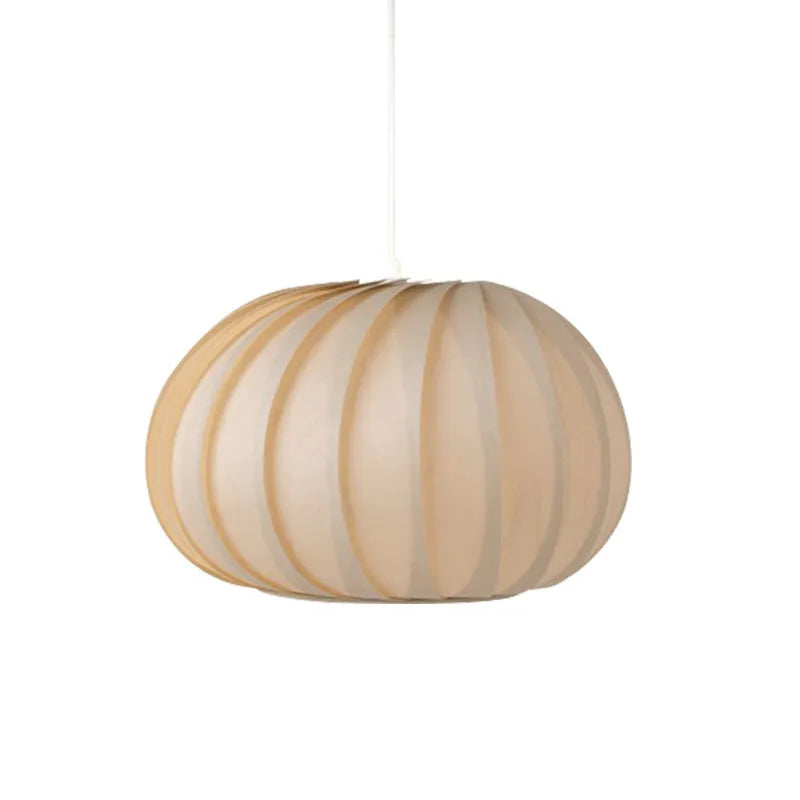 Japanese creative pumpkin lantern chandelier with wooden body, diameter 27 cm, height 17 cm