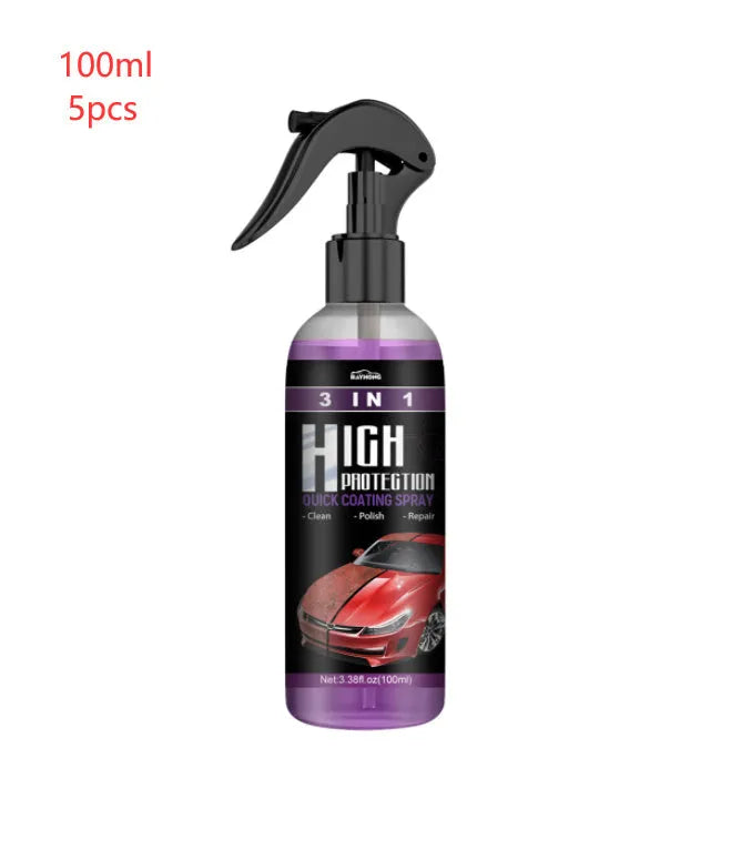 3-in-1 high protection car paint spray coating agent in 30ml and 100ml PE bottles with clear spray nozzle