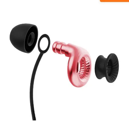 Silicone double ring anti-lost lanyard for earplugs, 55mm length, black colour, on white background