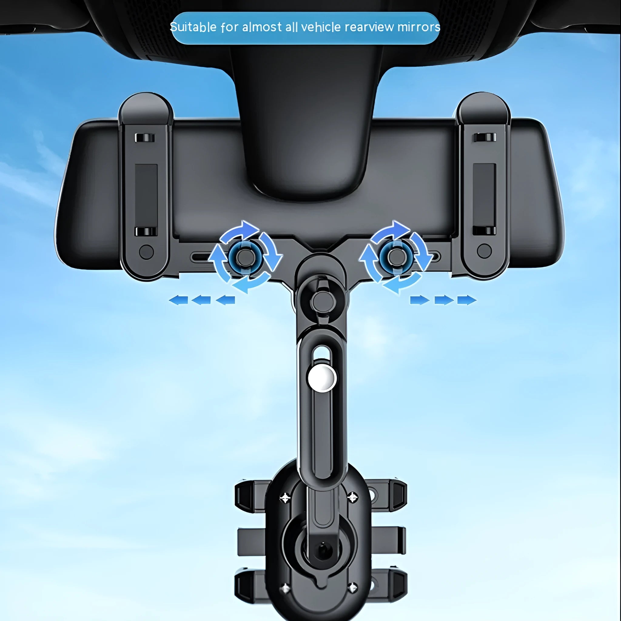 ABS automobile rear view mirror bracket with folding rod mechanism for universal vehicle installation