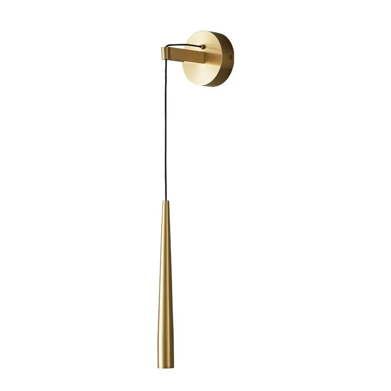 All-copper minimalist pendant wall lamp with 10cm x 14cm wall plate and 36-68cm adjustable drop in Bronze or Matte Black Gold