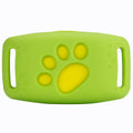 Waterproof GPS pet tracker device in multiple colours showing compact size