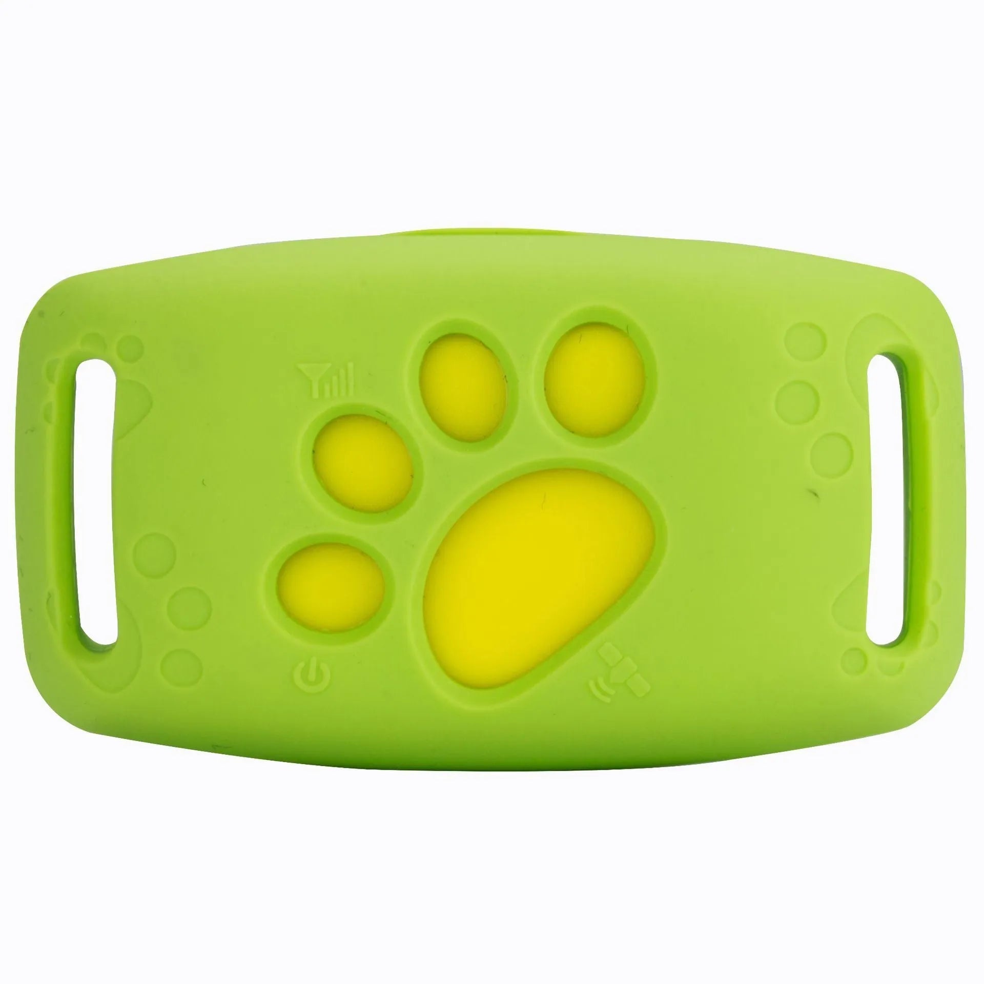 Waterproof GPS pet tracker device in multiple colours showing compact size