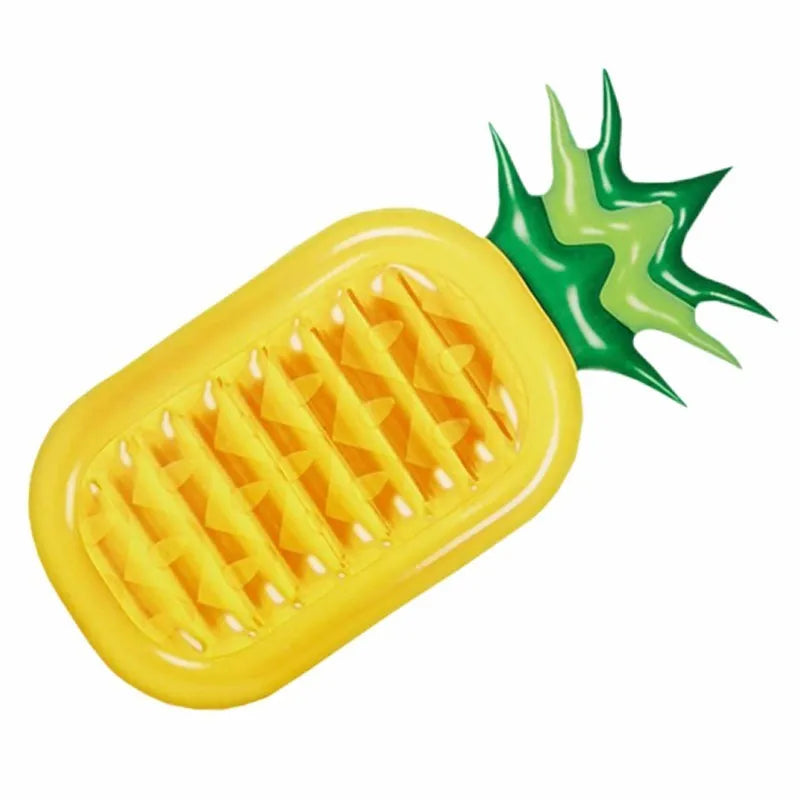 Yellow inflatable pineapple pool float in PVC, foldable floating mattress for summer swimming, beach, and travel