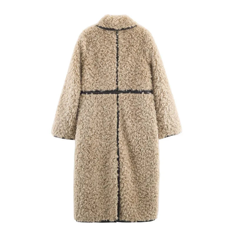 Women's khaki long overcoat, spandex main fabric, general version, elegant style, sizes XS to L