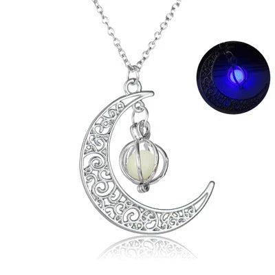 Enchanting Luminous Healing Necklace with Glowing Natural Stone Pendant and Adjustable Bamboo Chain