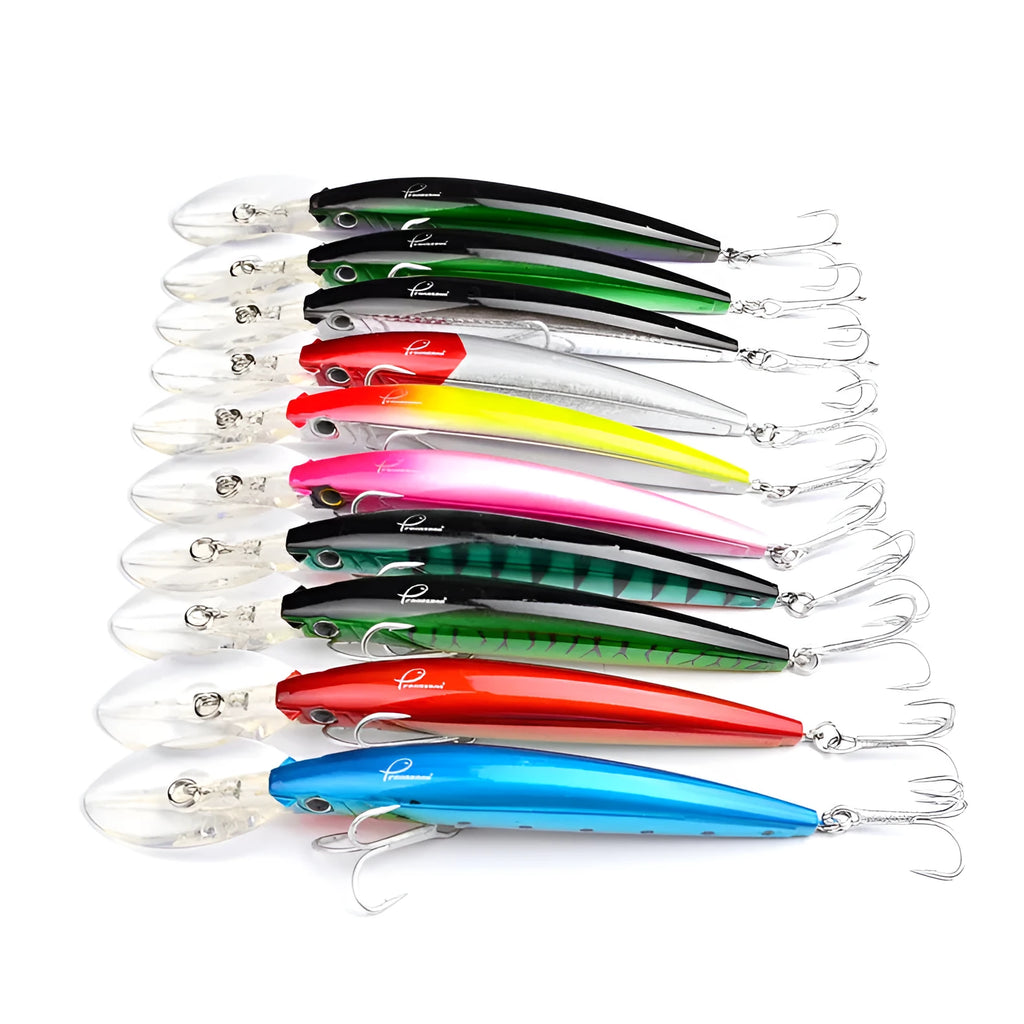PRO BEROS classic minnow lure, 17.78cm 27g ABS hard plastic, 2/0 hook, 10 colours