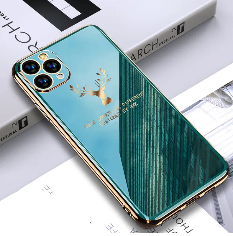 Black full lens protective TPU phone case for iPhone models on a white background.