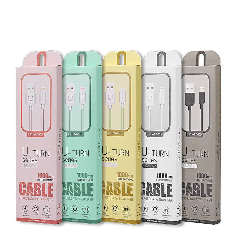 1 metre USB charging cable for Android phones in five colour options