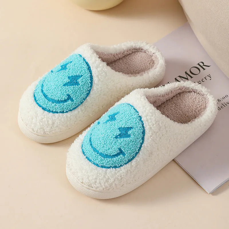 Women's plush cartoon slippers with non-slip PVC soles in big love design