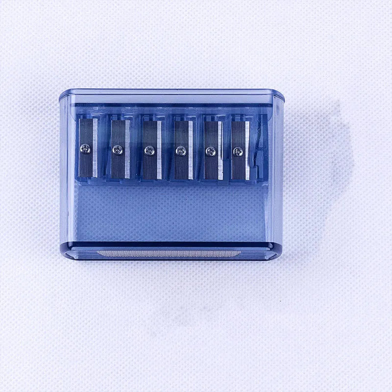 LK06 six-hole manual pencil sharpener with ABS plastic construction and stationary blade