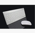 2.4G wireless keyboard and mouse combo set in silver with scissor-key switches and USB receiver