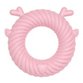 Deer-shaped dog teething toy with spiral groove pattern in light blue colour