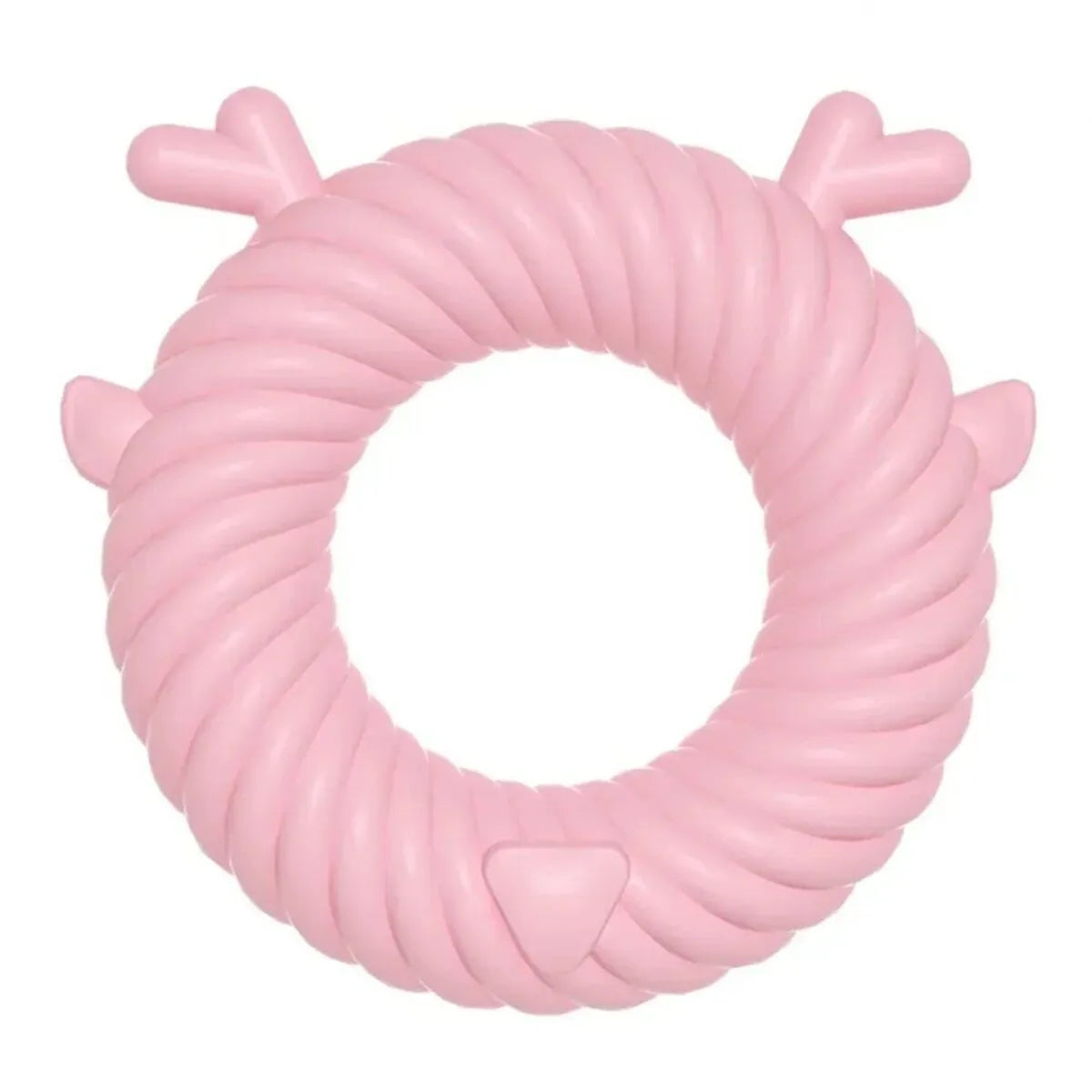 Deer-shaped dog teething toy with spiral groove pattern in light blue colour