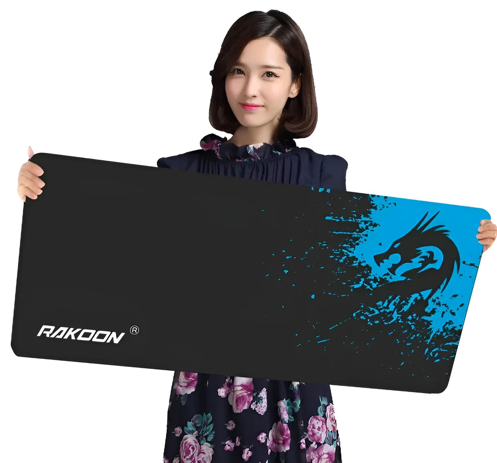Single-sided gaming mouse pad with Seam Blue Dragon pattern on a desk surface