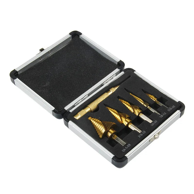 Gold coloured aluminium storage box with steel plate opening mechanism, shown with ruler indicating 58-80mm length.