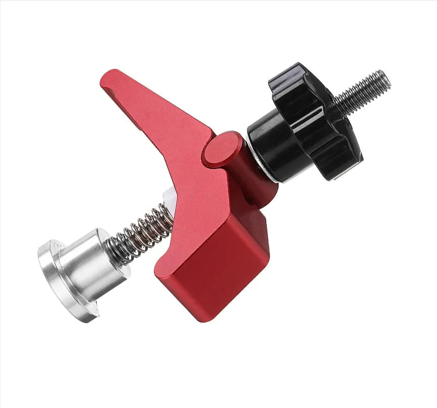 Red aluminium alloy woodworking table block slide holder with American style handle and flat mouth design