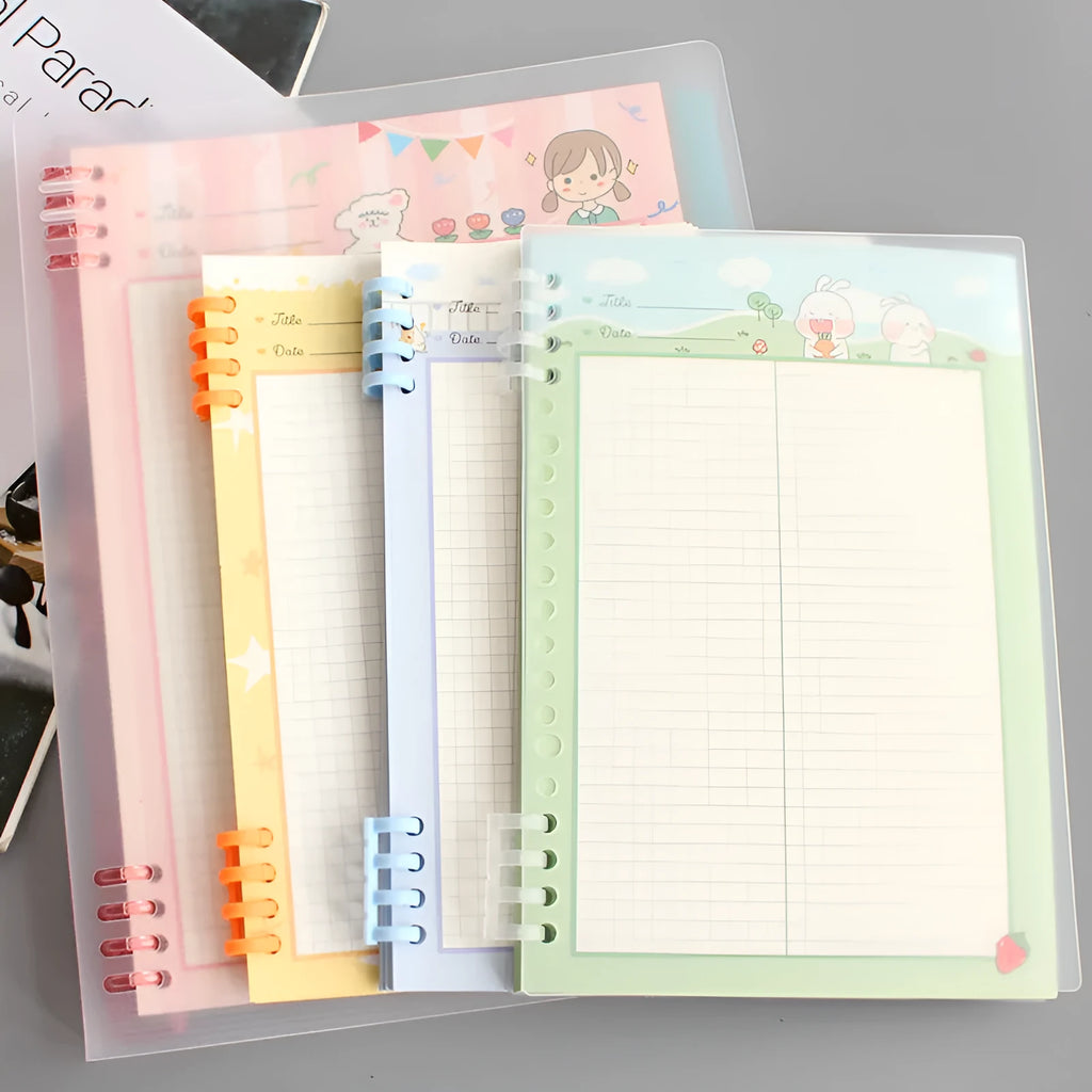 B5 loose-leaf notebook with coloured PP plastic shell and refill paper