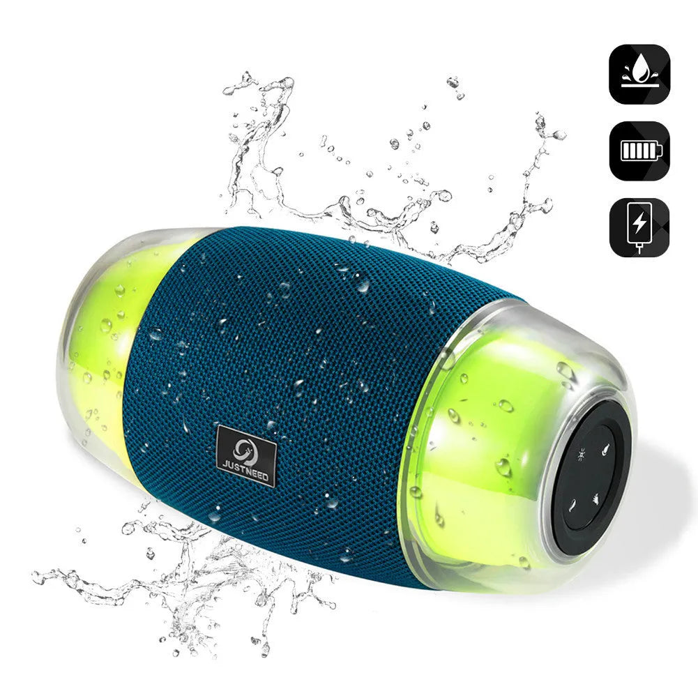 Wireless Bluetooth speaker subwoofer with ambient light, 198x110x106mm, blue cloth net grille