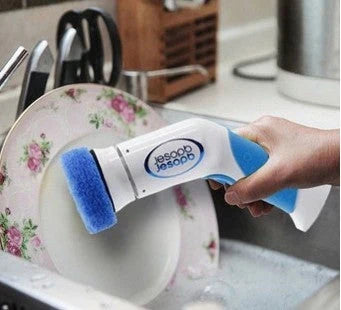 Cordless electric cleaning brush with soft rubber seals and various brush attachments for scrubbing tiles, sinks, pots, and more