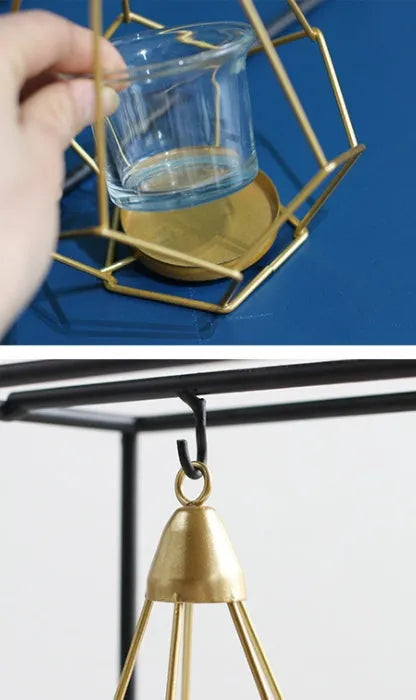 Iron candle holders for block candles in six Nordic styles: single, double, triple, triangle, rectangular.