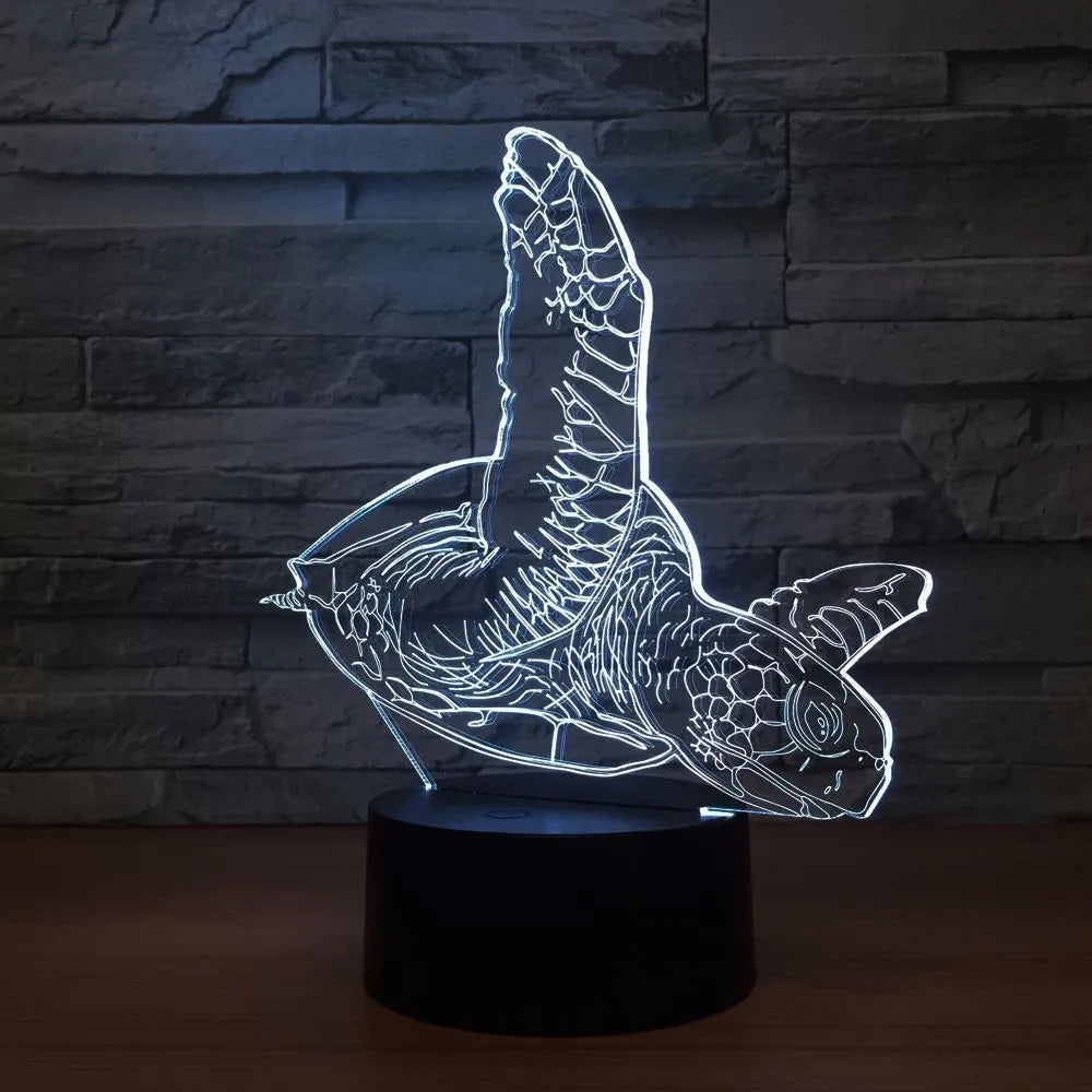 LED colourful touch and remote control desk lamp with 3D animal night light, ABS base, and USB cable
