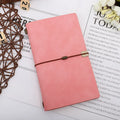 A6 cowhide rope diary notebook with imitation leather cover in grey, pink, or red.