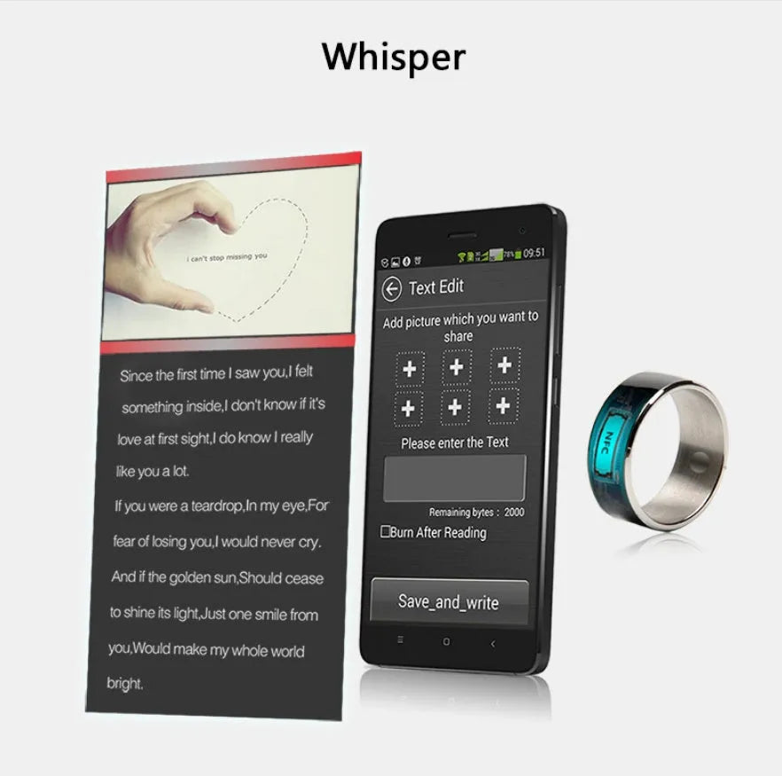 R3F Smart Ring NFC in glazed black enamel finish for contactless payments and digital business card sharing