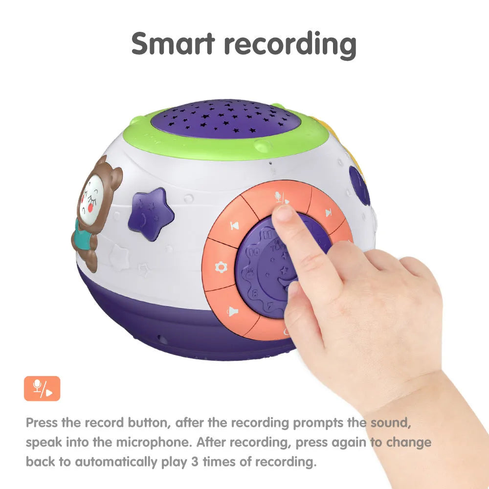 White plastic starry sky night light projector for children with sound machine functions