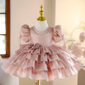 Girls pink princess piano performance dress with polyester lining, available in heights 80cm to 150cm