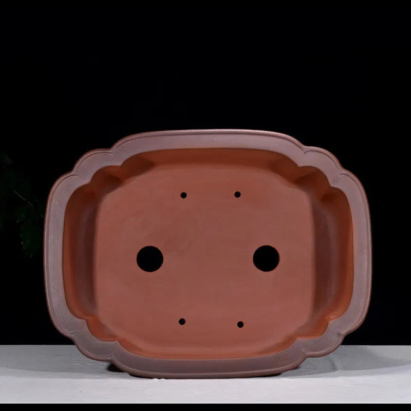 Purple clay tree stump flower pot with Chinese design and antique finish, showing textured surface and substantial 71cm dimensions
