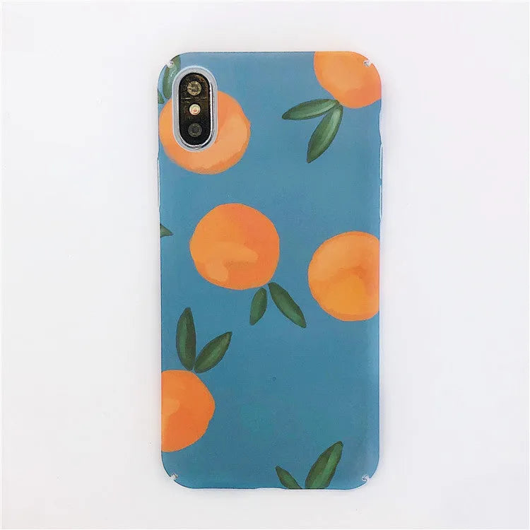 Orange retro plastic iPhone back cover case with water and blue background design