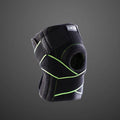 Black outdoor sports compression knee pads with metal spring, SBR pad, and magic buckle, Type A or B