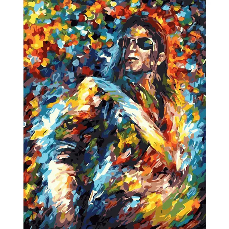 DIY digital painting kit showing 40×50cm canvas with body painting artwork, three brushes and two hooks