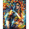 DIY digital painting kit showing 40×50cm canvas with body painting artwork, three brushes and two hooks