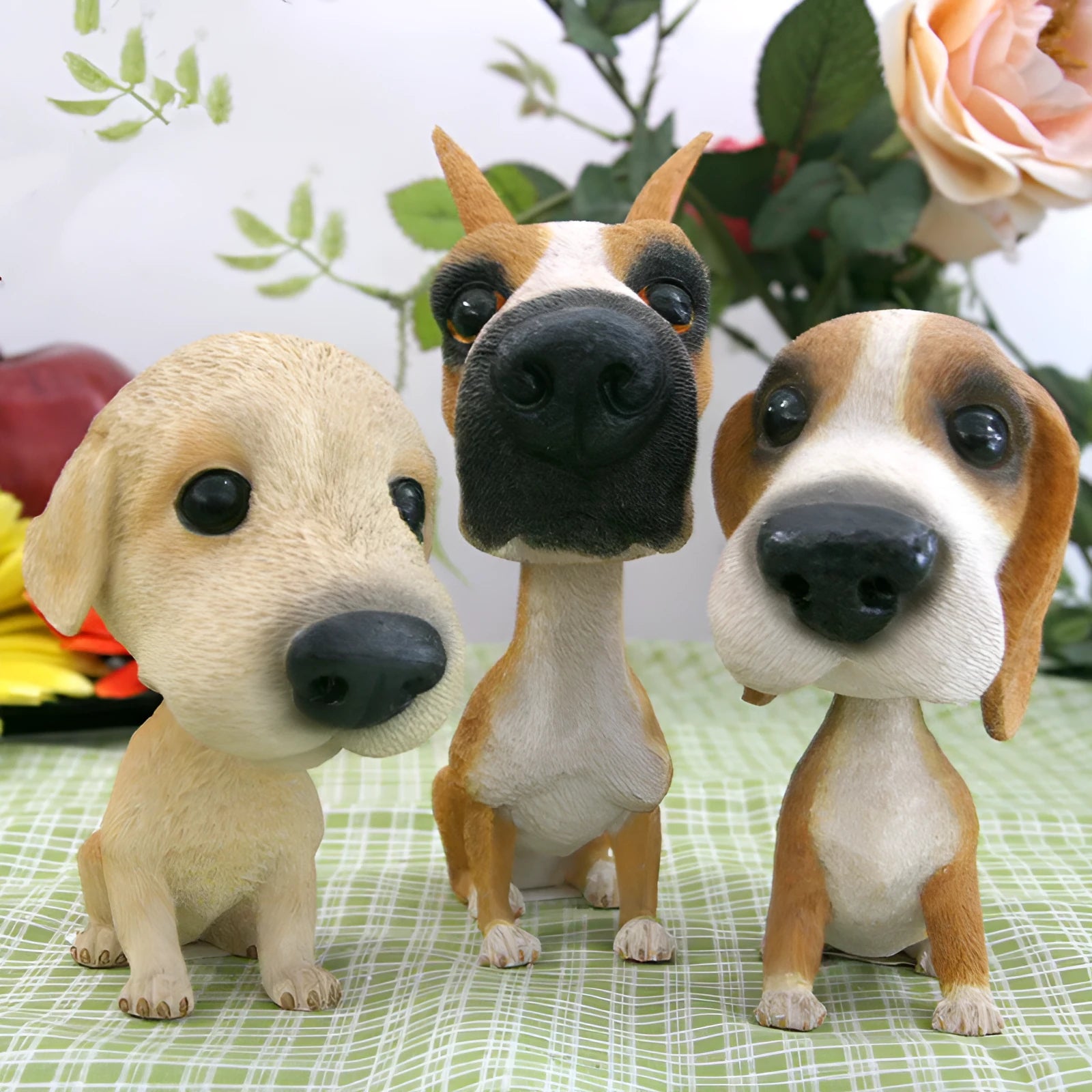 Car interior resin dog decoration with moving head on dashboard in selected breed colour