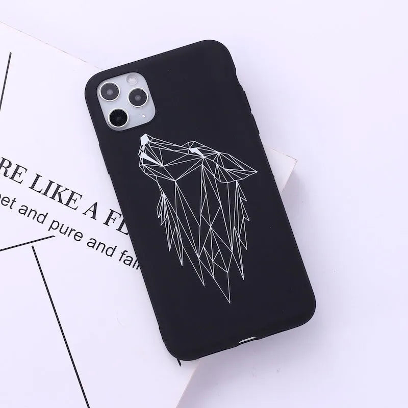 Animal art TPU phone case with painted graffiti design on solid colour background for iPhone