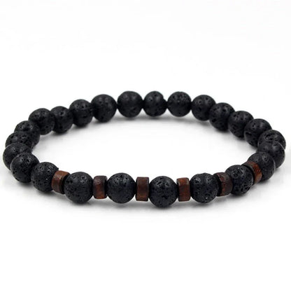 Premium men's black volcanic stone bracelet with unique, durable design and adjustable fit