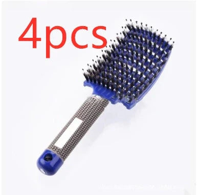 Detangling hairbrush with bristle and nylon teeth for effortless hair management and scalp massage