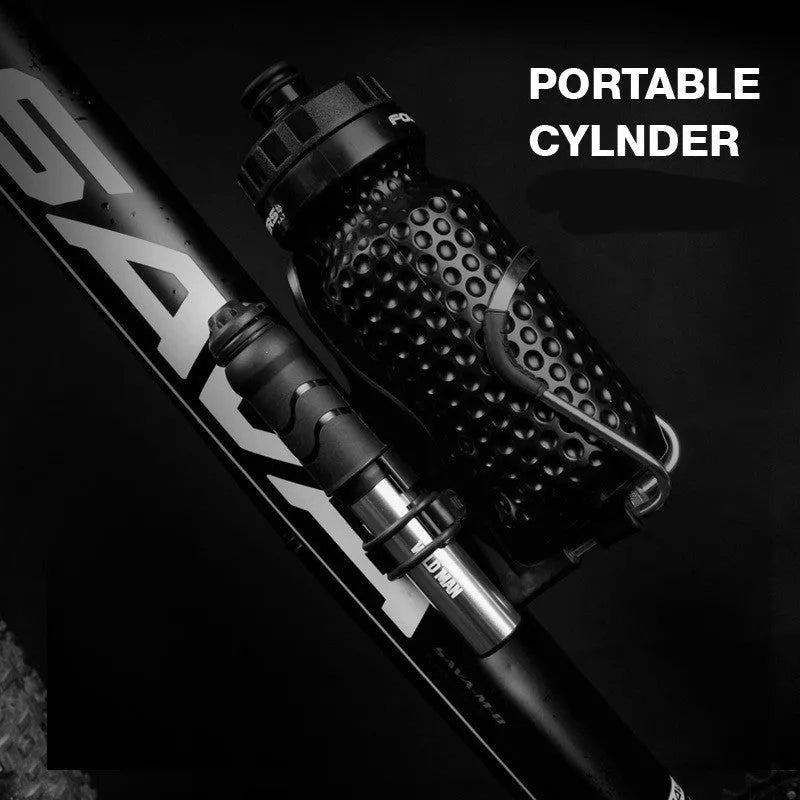 WILD MAN portable mini bike pump in Black or Silver, 158mm stored length, approximately 100PSI, Presta and Schrader valve switch
